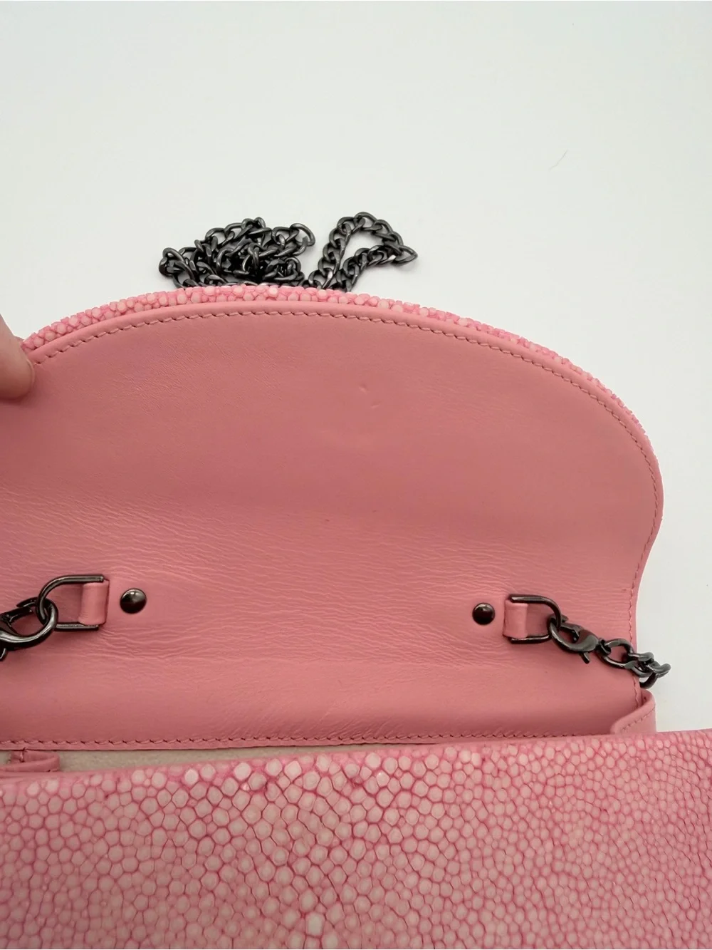 J. Markell Pink Baby Grande Stingray Leather Clutch Crossbody